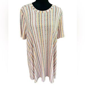 BCBGeneration striped relaxed fit swing style shirt sleeved dress size L.